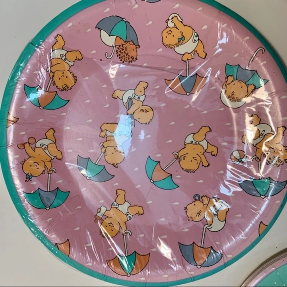 New Vintage Retro Gibson Unisex Baby Shower Reveal Tableware Cups Plates Gift